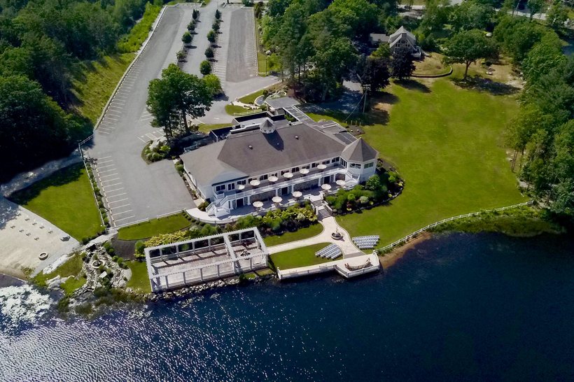 Aerial view of Grand View on Lake Nipmuc in Mendon, Massachusetts